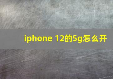 iphone 12的5g怎么开